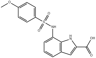 7-((4-甲氧基苯基)磺酰胺)-1H-吲哚-2-羧酸 结构式