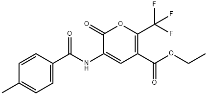 ethyl 3-[(4-methylbenzoyl)amino]-2-oxo-6-(trifluoromethyl)-2H-pyran-5-carboxylate 结构式