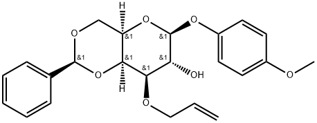 4-甲氧苯基-3-O-烯丙基-4,6-O-苯亚甲基-Β-D-吡喃半乳糖苷 结构式
