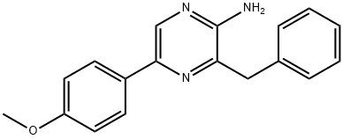 2-氨基-3-苄基-5-(4-甲氧基苯基)吡嗪 结构式