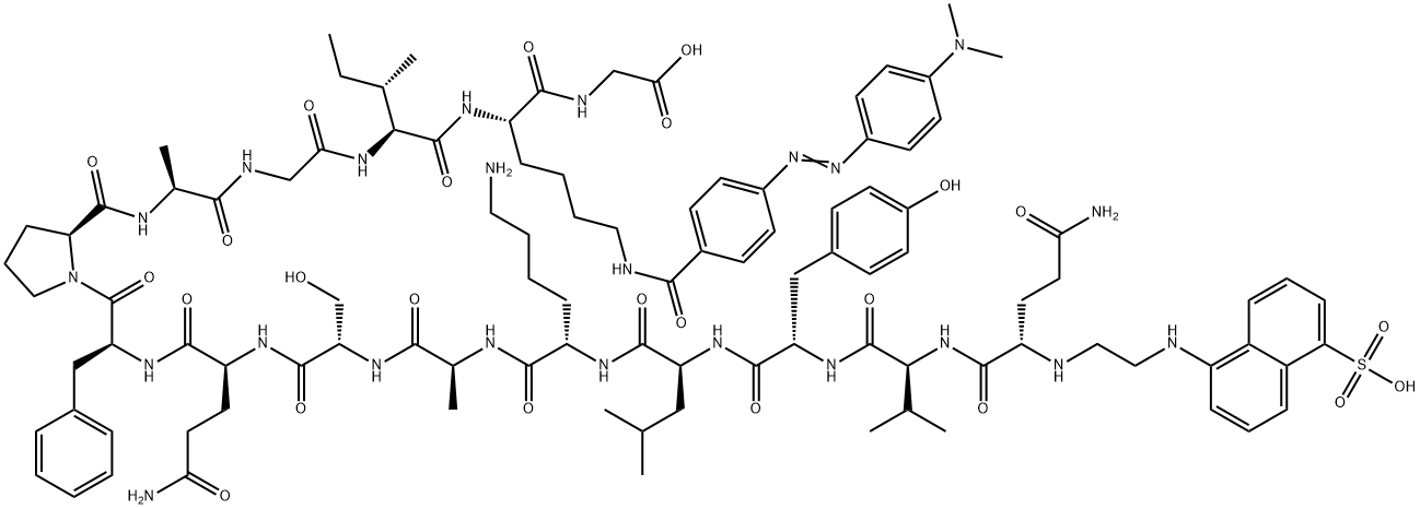 H-GLU(EDANS)-VAL-TYR-LEU-LYS-ALA-SER-GLN-PHE-PRO-ALA-GLY-ILE-LYS(DABCYL)-GLY-OH 结构式