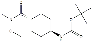 反式-1-(BOC-氨基)-4-(N-甲氧基-N-甲基氨基甲酰基)环己烷 结构式
