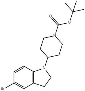 tert-butyl 4-(5-bromo-2,3-dihydro-1H-indol-1-yl)piperidine-1-carboxylate 结构式