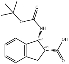 CIS-1-TERT-BUTOXYCARBONYLAMINO-INDAN-2-CARBOXYLIC ACID 结构式