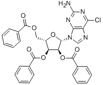 9-(2'', 3'', 5''-TRI-O-BENZOYL-β-L-RIBOFURANOSYL)-2-AMINO-6-CHLOROPURINE 结构式
