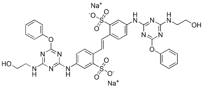 disodium 4,4'-bis[[4-[(2-hydroxyethyl)amino]-6-phenoxy-1,3,5-triazin-2-yl]amino]stilbene-2,2'-disulphonate 结构式