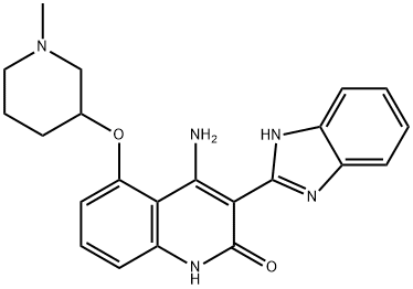 4-氨基-3-(1H-苯并咪唑-2-基)-5-[(1-甲基-3-哌啶基)氧基]-2(1H)-喹啉酮 结构式