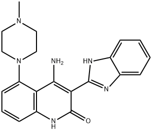 4-氨基-3-(1H-苯并咪唑-2-基)-5-(4-甲基哌嗪-1-基)喹啉-2(1H)-酮 结构式