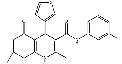 N-(3-fluorophenyl)-2,7,7-trimethyl-5-oxo-4-(3-thienyl)-1,4,5,6,7,8-hexahydro-3-quinolinecarboxamide 结构式