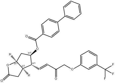 (3AR,4R,5R,6AS)-六氢-2-氧代-4-[(1E)-3-氧代-4-[3-(三氟甲基)苯氧基]-1-丁烯-1-基]-2H-环戊并[B]呋喃-5-基 REL-[1,1'-联苯]-4-甲酸酯 结构式