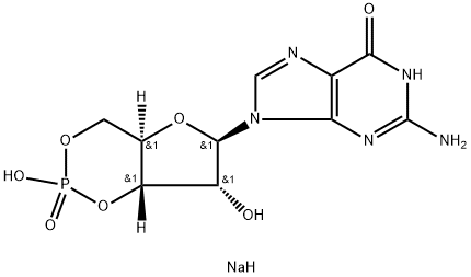 鸟苷-3ˊ,5ˊ-环磷酸一钠盐 结构式