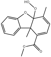 4a,9b-Dihydro-4a-hydroperoxy-4,9b-dimethyl-1-dibenzofurancarboxylic acid methyl ester 结构式