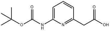 6-叔丁氧羰基氨基-2-吡啶乙酸 结构式