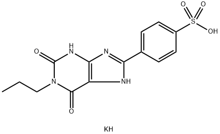 1-丙基-8-(4-磺酸基苯基)黄嘌呤钾盐水合物 结构式