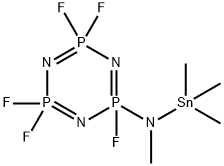 2,2,4,4,6-Pentafluoro-2,2,4,4,6,6-hexahydro-6-[methyl(trimethylstannyl)amino]-1,3,5,2,4,6-triazatriphosphorine 结构式