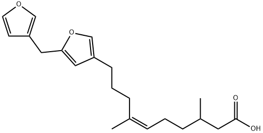 (Z)-10-[5-(3-Furanylmethyl)-3-furanyl]-3,7-dimethyl-6-decenoic acid 结构式