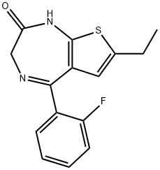 7-Ethyl-5-(2-fluorophenyl)-1,3-dihydro-2H-thieno[2,3-e]-1,4-diazepin-2-one 结构式