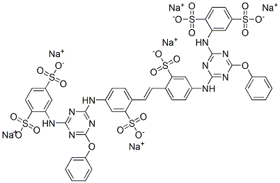 hexasodium 2,2'-[vinylenebis[(3-sulphonato-4,1-phenylene)imino(6-phenoxy-1,3,5-triazine-4,2-diyl)imino]]bis(benzene-1,4-disulphonate) 结构式