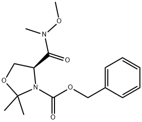 (S-BENZYL 4-(N-METHOXY-N-METHYLCARBAMOYL-2,2-DIMETHYLOXAZOLIDINE-3-CARBOXYLATE 结构式