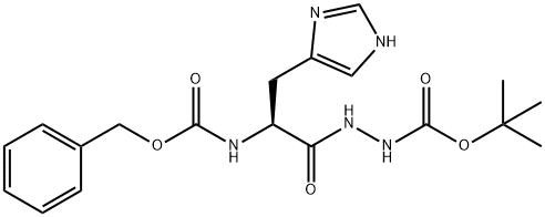 2-[(S)-3-(1H-Imidazol-4-yl)-1-oxo-2-[[(benzyloxy)carbonyl]amino]propyl]hydrazine-1-carboxylic acid tert-butyl ester 结构式