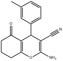 2-amino-4-(3-methylphenyl)-5-oxo-5,6,7,8-tetrahydro-4H-chromene-3-carbonitrile 结构式