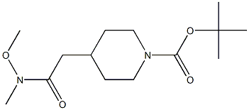 1-BOC-4-[(N-甲氧基-N-甲基氨基甲酰基)甲基]哌啶 结构式
