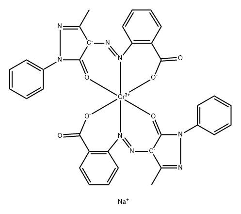 铬酸合二[2-(4,5-二氢-3-甲基-5-氧-1-苯基-1H-4-吡唑基)偶氮]苯甲酸钠 结构式
