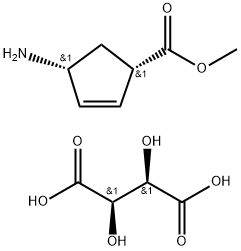 (1S,4R)-4-氨基-环戊-2-烯基-1-甲酸甲酯酒石酸盐 结构式