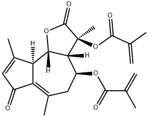 Bis(2-methylpropenoic acid)2,3,3a,4,5,7,9a,9b-octahydro-3,6,9-trimethyl-2,7-dioxoazuleno[4,5-b]furan-3,4-diyl ester 结构式