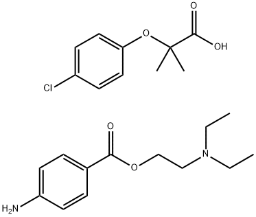 4-aminobenzoyloxyethyldiethylammonium 2-(4-chlorophenoxy)-2-methylpropionate 结构式