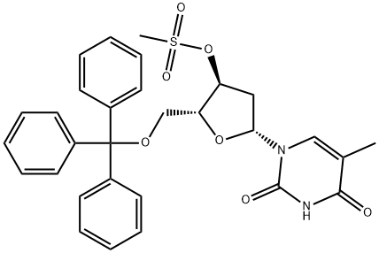 5'-O-TRITYL-3'-O-MESYLTHYMIDINE 结构式