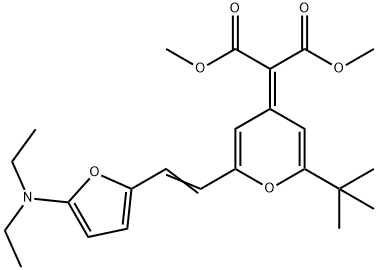 Propanedioic  acid,  [2-[2-[5-(diethylamino)-2-furanyl]ethenyl]-6-(1,1-dimethylethyl)-4H-pyran-4-ylidene]-,  dimethyl  ester  (9CI) 结构式