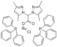 BIS(TRIPHENYLPHOSPHINO)[BIS(3,5-DIMETHYLPYRAZOL-1-YL)ACETATO]CHLORORUTHENIUM(II) 结构式