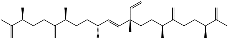 10-Ethenyl-2,3,7,10,13,16,20,21-octamethyl-6,17-bis(methylene)-1,11,21-docosatriene 结构式