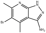 5-溴-4,6-二甲基-3-氨基-1H-吡唑并[3,4-B]吡啶 结构式