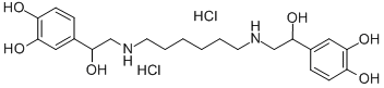 4,4'-[hexane-1,6-diylbis[imino(1-hydroxy-2,1-ethanediyl)]]bispyrocatechol dihydrochloride  结构式