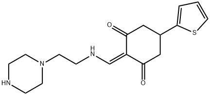 2-{[(2-PIPERAZIN-1-YLETHYL)AMINO]METHYLENE}-5-THIEN-2-YLCYCLOHEXANE-1,3-DIONE 结构式