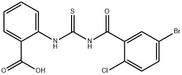 2-[[[(5-BROMO-2-CHLOROBENZOYL)AMINO]THIOXOMETHYL]AMINO]-BENZOIC ACID 结构式