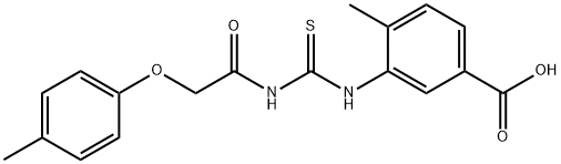 4-METHYL-3-[[[[(4-METHYLPHENOXY)ACETYL]AMINO]THIOXOMETHYL]AMINO]-BENZOIC ACID 结构式