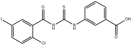 3-[[[(2-CHLORO-5-IODOBENZOYL)AMINO]THIOXOMETHYL]AMINO]-BENZOIC ACID 结构式