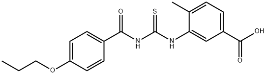 4-METHYL-3-[[[(4-PROPOXYBENZOYL)AMINO]THIOXOMETHYL]AMINO]-BENZOIC ACID 结构式