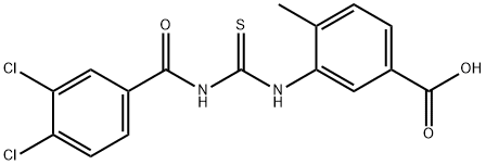 3-[[[(3,4-DICHLOROBENZOYL)AMINO]THIOXOMETHYL]AMINO]-4-METHYL-BENZOIC ACID 结构式