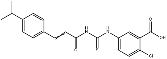 2-CHLORO-5-[[[[3-[4-(1-METHYLETHYL)PHENYL]-1-OXO-2-PROPENYL]AMINO]THIOXOMETHYL]AMINO]-BENZOIC ACID 结构式