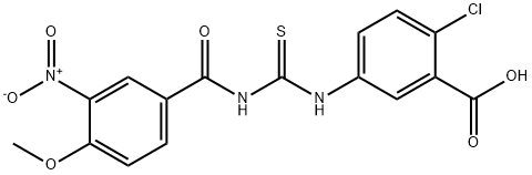 2-CHLORO-5-[[[(4-METHOXY-3-NITROBENZOYL)AMINO]THIOXOMETHYL]AMINO]-BENZOIC ACID 结构式