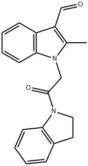 1-(2-(二氢吲哚-1-基)-2-氧代乙基)-2-甲基-1H-吲哚-3-甲醛 结构式