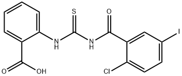 2-[[[(2-CHLORO-5-IODOBENZOYL)AMINO]THIOXOMETHYL]AMINO]-BENZOIC ACID 结构式