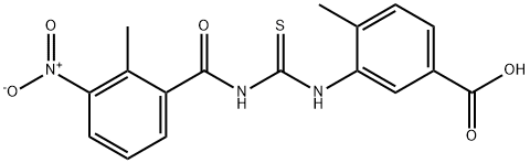 4-METHYL-3-[[[(2-METHYL-3-NITROBENZOYL)AMINO]THIOXOMETHYL]AMINO]-BENZOIC ACID 结构式