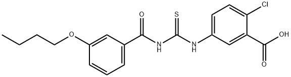 5-[[[(3-BUTOXYBENZOYL)AMINO]THIOXOMETHYL]AMINO]-2-CHLORO-BENZOIC ACID 结构式