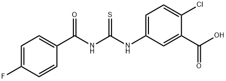 2-CHLORO-5-[[[(4-FLUOROBENZOYL)AMINO]THIOXOMETHYL]AMINO]-BENZOIC ACID 结构式