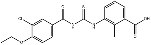3-[[[(3-CHLORO-4-ETHOXYBENZOYL)AMINO]THIOXOMETHYL]AMINO]-2-METHYL-BENZOIC ACID 结构式